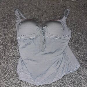 Liz Claiborne Navy and White Striped Swimsuit